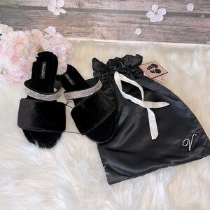 Victoria’s Secret Black Bling Velvet Sandals